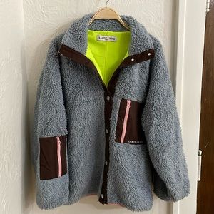 SANDY LIANG Women's Tooth Fleece Jacket Size L In Light Blue